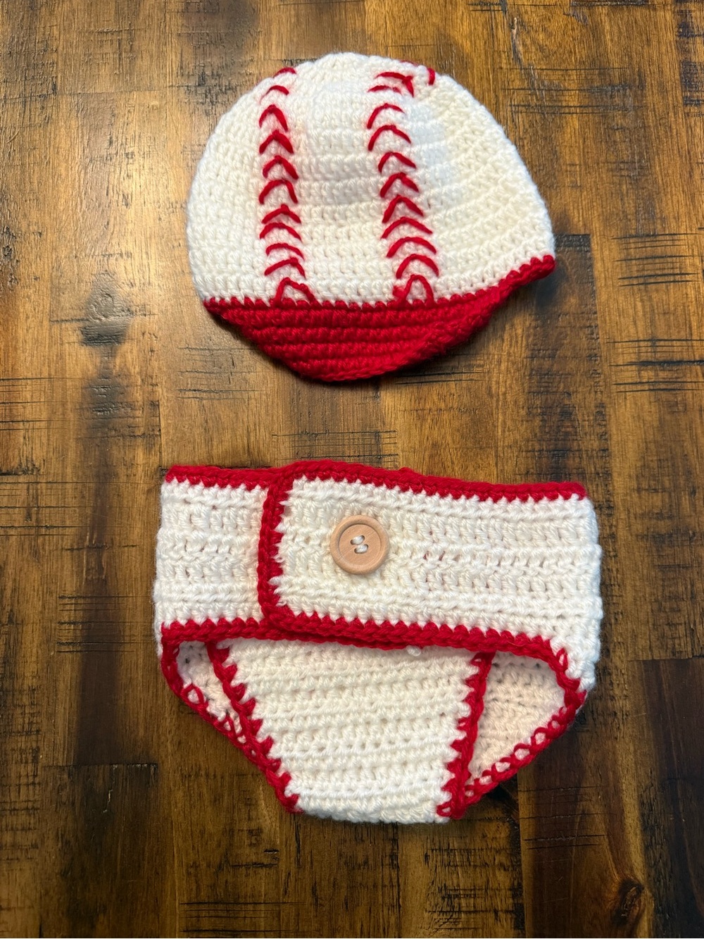 🍒 So Dorable hand crocheted Baseball set baby 0-6 months pictures photo shoot